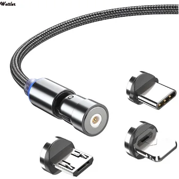 3-v-1 Magnetni Rotacijski Hitro Polnjenje Kabel Datum Kabel 3A 360 Vrtenje Magnetnih Kabel Micro USB Tip C Kabel Za iPhone, Samsung