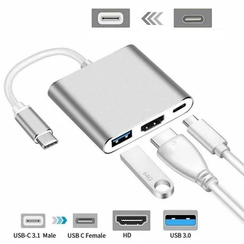 3 v 1 Tip C Za HDMI-USB 3.1 Adapter USB-C 3.1 Središče Air Pro Huawei Mate10 Samsung S8 Plus