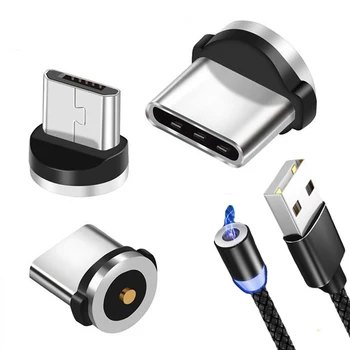 360 Rotacijski Tip C Micro USB Magnetni kabel Polnilnika Priključite v Priključek Za Mobilni Telefon, Nadomestni Deli, napajalni Kabel Ac