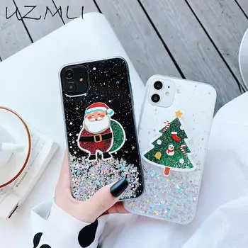 3D Božična Drevesa Santa Claus Bleščice Bling Mehko Telefon Primeru Za Xiaomi Mi 12 11 Ultra Lite Redmi Opomba 11 10 9 Pro K50 K40 K30