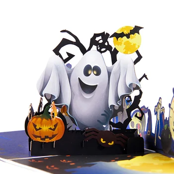 3D Pop-Up Kartice Halloween Duha Noč Bučna Bat Kostum Kartico Darilo voščilnico, Razglednice Dogodek Kartico Stranka Korist Dekoracijo