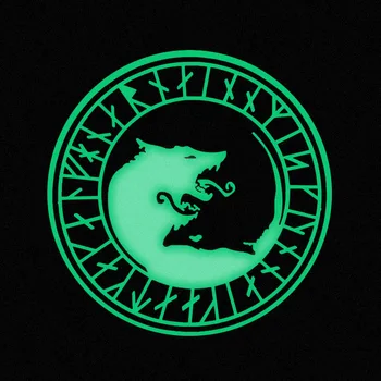 3D Zelena Gume Volk Obliž PVC Taktično Svetlobni Trak Kavljem Svetlobna Vojaške Identifikacijo Poglavje Noč Svetlobe Ikono Temno Žareče 5