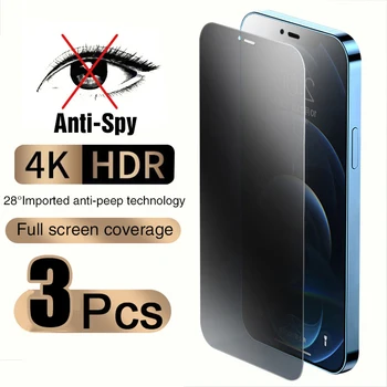 3PCS Anti-Spy Kaljeno Steklo za IPhone 14 11 12 13 Pro MAX Zasebnosti Stekla za IPhone XR 14Plus 7 8 Plus XS Max Screen Protector