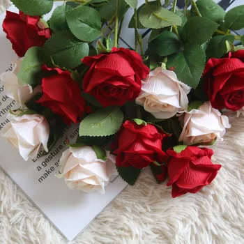 3Pcs Lepa Svila Umetno Rose Cvetje, Poročne Matične Namizni Dekor Dolgo Šopek Poskrbi Ponaredek Rastlin Valentinovo Obdarovanje