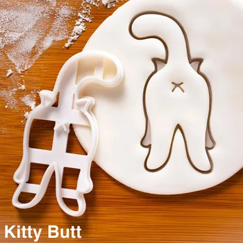 3pcs/Set Kitty Cat Rit Piškotek Rezila Plesni DIY Božič 3D Piškoti Kalup za Otroke Otrok Srčkan Bakeware Plastičnih Peko Orodje 3