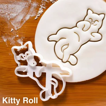 3pcs/Set Kitty Cat Rit Piškotek Rezila Plesni DIY Božič 3D Piškoti Kalup za Otroke Otrok Srčkan Bakeware Plastičnih Peko Orodje 4