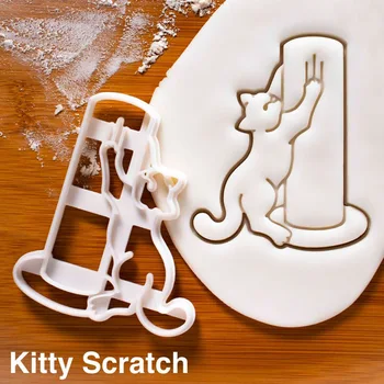 3pcs/Set Kitty Cat Rit Piškotek Rezila Plesni DIY Božič 3D Piškoti Kalup za Otroke Otrok Srčkan Bakeware Plastičnih Peko Orodje 5