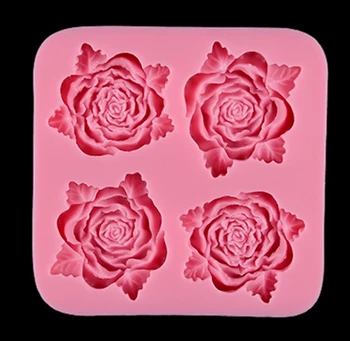 4 Rose Cvet Obliko Fondat Dekoracijo Silikonski Torto Plesni Cupcake Okrasitev Peko Orodja E686 1