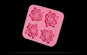 4 Rose Cvet Obliko Fondat Dekoracijo Silikonski Torto Plesni Cupcake Okrasitev Peko Orodja E686 2