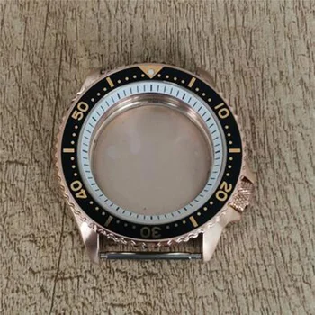 41.5 mm PVD Rose Zlata iz Nerjavečega Jekla S Krono Mineralnih Ogledalo Watch Primeru za NH35 NH36 Gibanje SKX007 28.5 mm Izbiranje 2