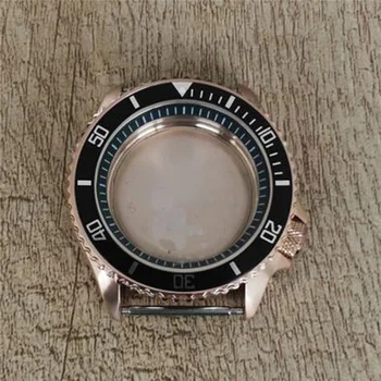 41.5 mm PVD Rose Zlata iz Nerjavečega Jekla S Krono Mineralnih Ogledalo Watch Primeru za NH35 NH36 Gibanje SKX007 28.5 mm Izbiranje 3