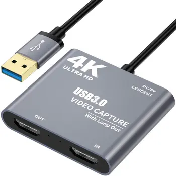 4K 1080P USB 3.0 na HD-združljive Video posnetke, Audio Igre Capture Card Z Zanko Iz Polno 1080p 60 Snemanje Preko DSLR Kamere