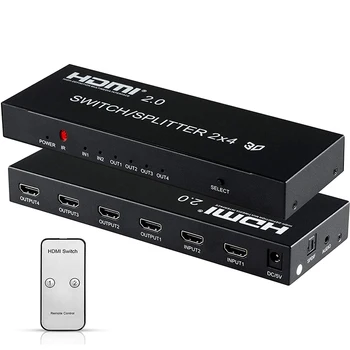 4K@60Hz HDMI Stikalo za Ločevanje 2x4 HDMI Preklopnik Video 2 v 4 od Pretvornik z SPDIF & 3.5 mm Audio Podpora 4K 1080P HDCP2.2 HDR
