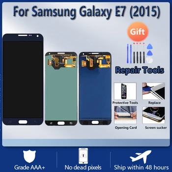 5.5' AMOLED Zaslonu Samsung Galaxy E7 2015 E700 E7000 E7009 E700F E700H LCD-Zaslon, Zaslon na Dotik, Računalnike Skupščine