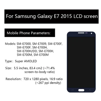 5.5' AMOLED Zaslonu Samsung Galaxy E7 2015 E700 E7000 E7009 E700F E700H LCD-Zaslon, Zaslon na Dotik, Računalnike Skupščine 1