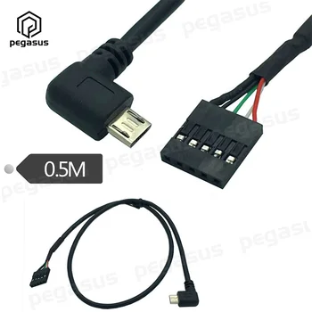50 CM USB Mikro 5 Pin Moški 90 Stopinj v Levo kota DuPont 2.54 5-Pin Ženski Glavi PCB Motherboard Kabel