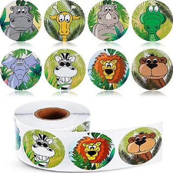 500pcs/roll Risanka Živali Nalepke Za Jungle Safari Rojstni Okraski Otroci Igrače Šoli Učitelj Nagrado, Darilo