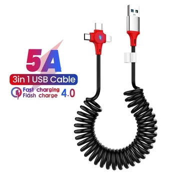 5A 3in1 1,8 M Pomlad napajalni Kabel USB A Na Mikro USB Tip-C Za iPhone Hitro Polnilnik Podatkovni Kabel Kabel Za Huawei Sansung Xiaomi