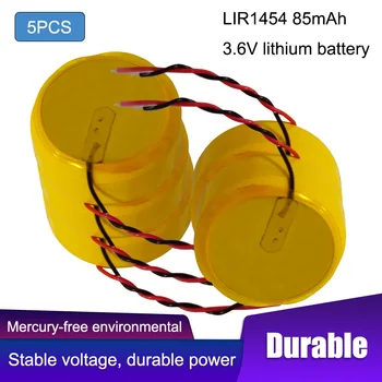 5PCS 3,6 V LIR1454 2 Žice Par uho baterija Litij-ion Gumb Baterija za ponovno Polnjenje Brezžične Bluetooth slušalke Gumb Baterija