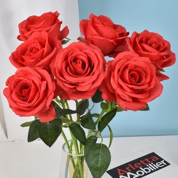 5pcs/set 50 cm Umetne Vrtnice Cvetovi Ponaredek Vrtnice Svile Cvetja Plastičnih Dolgo Steblo Svilenih Vrtnic za LED Svetlobna Balon Rose Šopek 3