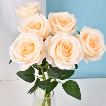5pcs/set 50 cm Umetne Vrtnice Cvetovi Ponaredek Vrtnice Svile Cvetja Plastičnih Dolgo Steblo Svilenih Vrtnic za LED Svetlobna Balon Rose Šopek 4