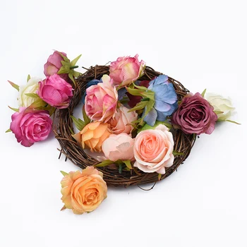 5Pieces Umetno Cvetje Steno za Poroke Poročni Dodatki Potrditev Doma Dekor Scrapbooking Diy Darila, Ročno izdelanih Svilenih Vrtnic