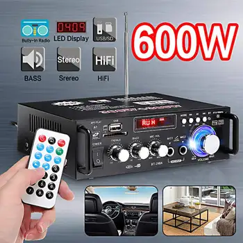 600W 298A Doma Ojačevalnik HI-fi USB, FM Radio Car Audio Bluetooth Ojačevalniki, Amplificador De Avdio Subwoofer Theater Sound System