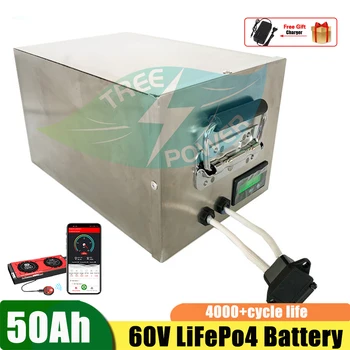 60V 50Ah Lifepo4 Baterije Z BMS APP za 3000W Električna Kolesa, Kolo Viličarja Skuter Gorsko Kolo + 10A Polnilnik