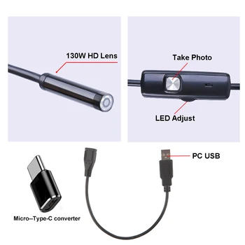 7.0 mm Tip-c Android USB-Endoskop Kamere Trdi Kabel PC Android Telefon Endoskop Cevi Tip C Endoskop Pregled Mini Kamera 5
