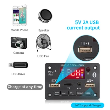 80W Ojačevalnik, MP3 Odbora 2*40W Bluetooth Avto MP3 Predvajalnik, 7V-24V, USB Snemanje Modul FM AUX Radio Za Zvočnik prostoročno 1