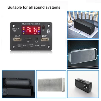 80W Ojačevalnik, MP3 Odbora 2*40W Bluetooth Avto MP3 Predvajalnik, 7V-24V, USB Snemanje Modul FM AUX Radio Za Zvočnik prostoročno 4