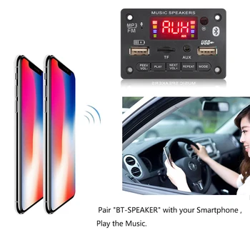 80W Ojačevalnik, MP3 Odbora 2*40W Bluetooth Avto MP3 Predvajalnik, 7V-24V, USB Snemanje Modul FM AUX Radio Za Zvočnik prostoročno 5