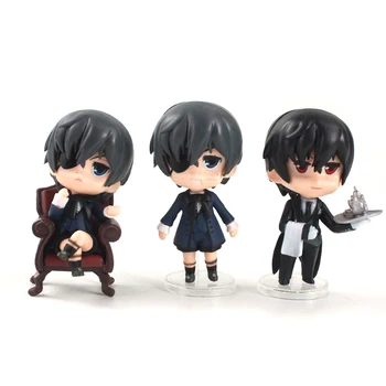 9-10 cm 3pcs/veliko Črno Butler Figur Sebastian Michaelis Ciel Phantomhive PVC Slika Anime Model Igrača