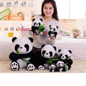 9-20 cm Srčkan Panda Plišastih Igrač Z Listi Bambusa Nosi Mehko Blazino Cartoon Živali Panda Polnjene Obesek Smešno Lutka Igrača za Otroke Darila 1