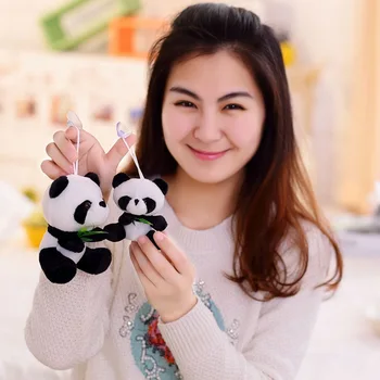 9-20 cm Srčkan Panda Plišastih Igrač Z Listi Bambusa Nosi Mehko Blazino Cartoon Živali Panda Polnjene Obesek Smešno Lutka Igrača za Otroke Darila 2