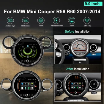 9 inch Android Auto Avto Radio BMW Mini Cooper R56 R60 2007-2014 Carplay GPS Navigacija Vodja Enote za Video Predvajalnik magnetofon