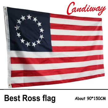 90 x 150 cm Betsy Ross NAS Zgodovina Zastave Krožne 13 Zvezda Zastava Poliester Dvojno Žico in Visoko Kakovost zda Banner NN036 1