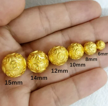 999 čistega zlata kroglicami 3d zlato žogo 24k čistega zlata čare rumeno zlato kroglice za diy zapestnice 6-14 mm