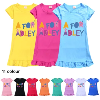 A za Adely Obleko Noč Bombaž Kitajski Obleko Deklica Baby Toddler Nightgown Noč Nositi za Otroke Dekle Pijamas Kratek Rokav