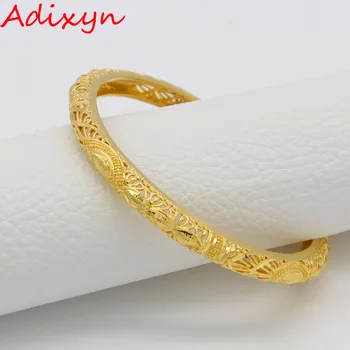 Adixyn Premera 65mm/Širina 68mm za 0,7 CM Dubaj Bangle za Ženske Zlata Barva Nakit Etiopski Zapestnice Trendy Afriške Darila N1806