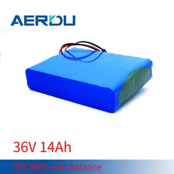 AERDU 36V 10S4P 37V 42V 14Ah 18650 Li-Ion Baterija High Power&zmogljivosti za Električno Kolo Skuter z 25A BMS XT60+DC