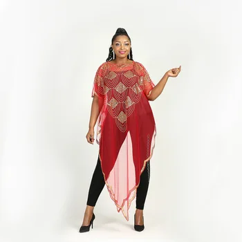 Afriške Obleke za Ženske 2021 Poletje Afriške Ženske Sequined Plus Velikost Majice Obleko Afriška Oblačila