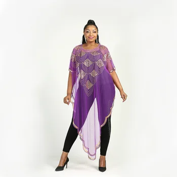 Afriške Obleke za Ženske 2021 Poletje Afriške Ženske Sequined Plus Velikost Majice Obleko Afriška Oblačila 1
