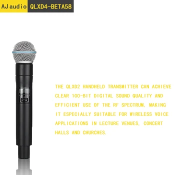 aj qlxd4-beta58 Visoke Kakovosti UHF Profesionalna Brezžičnega Mikrofon Sistema, Vožnja Zanke Mikrofon za Veliki Koncert Stranka 2