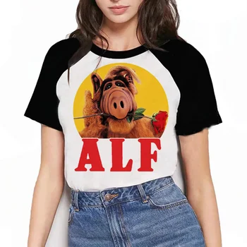 Alf Poletnih Vrh Moški 2022 Japonski Bela Majica s kratkimi rokavi Top Tees T-shirt Moški Alf Tshirt Hip Hop Grafični Tees