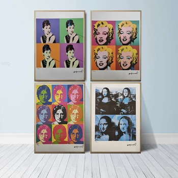 Andy Warhol Plakat Letnik Povzetek Marilyn Monroe Hepburn Slika Wall Art Natisne Brez Okvirjev Modna Ženska Sliko