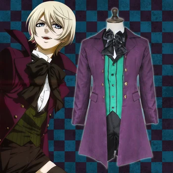 Anime Black Butler 2 Kuroshitsuji Alois Trancy Enotne Obleke Cosplay Kostume Celoten Sklop (Zunanja + Telovnik + Majica + Hlače+Lok kravato) 0