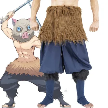 Anime Demon Slayer Kimetsu Ne Yaiba Hashibira Inosuke Cosplay Kostum Prašičev Silikona Maska Za Noč Čarovnic Cos Rekvizitov, Kostumov