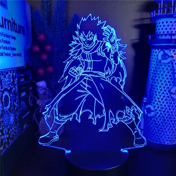 Anime Fairy Tail 3D Lučka Gajeel Redfox Led Nočna Lučka za Otroke Spalnica Dekoracijo Postelji Svetilko Soba Dekor Lampara Manga Darila