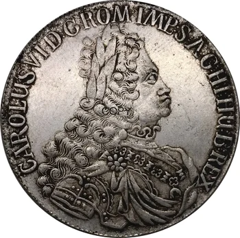 Avstrija Charles VI Cesar Svetega Rimskega cesarstva 1 Thaler 1720 Kovanec Kovinski Cupronickel (Pozlačeno Srebro, trgovina s Spominki, Zbirateljstvo Replika Kovancev
